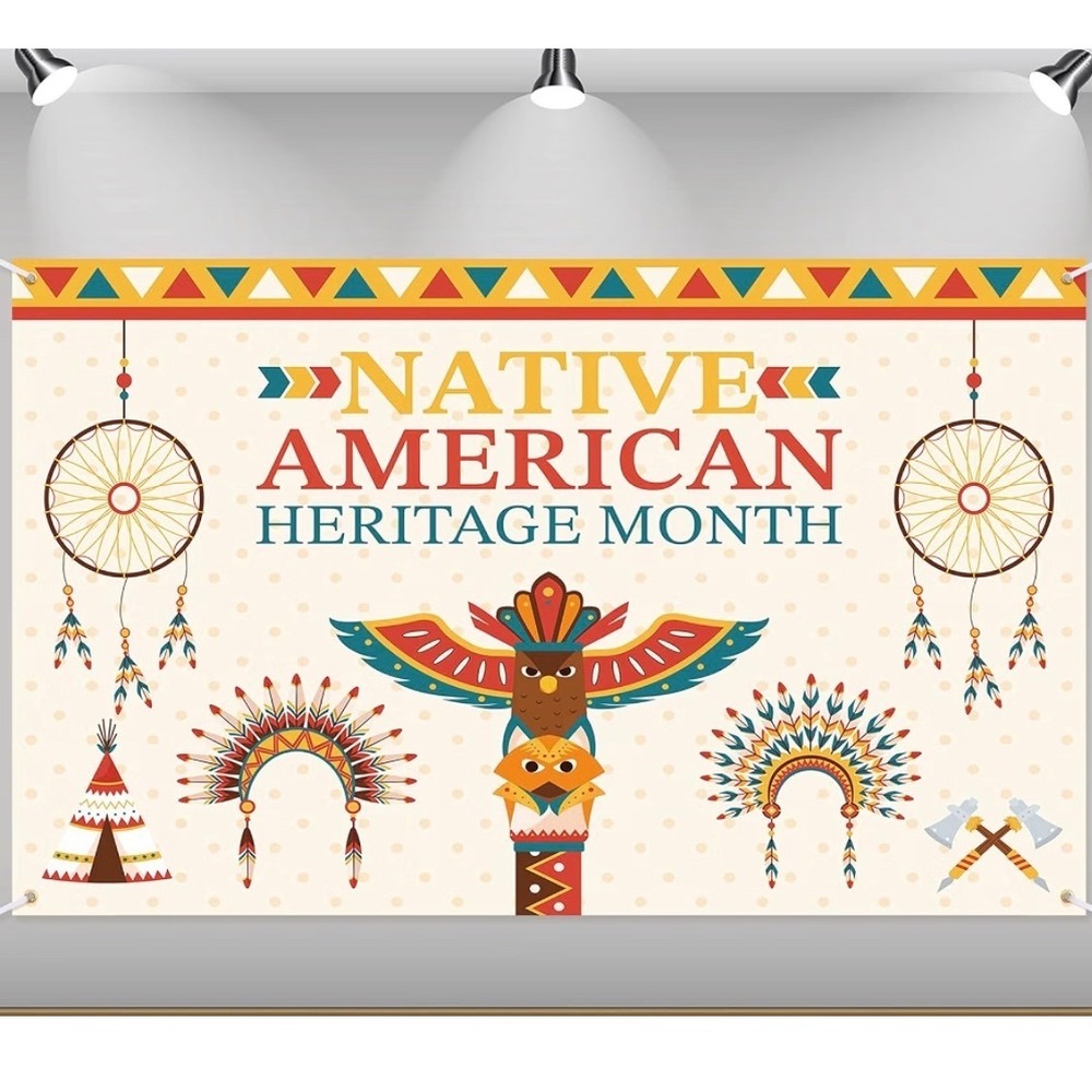 Native American Heritage Month Banner Large 72x43 Fabric Wall Hanging Indigenous